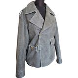 Asus Deri -Cora - Oversize Hakiki Deri Vintage Mont - Gri