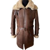 Asus Deri - Erkek Kahverengi Hakiki Koyun Kürkü Kaban - Cooper - L