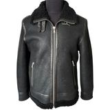 Asus Deri Erkek Siyah Hakiki Koyun Kürkü Pilot Ceket - M - 0 - Siyah