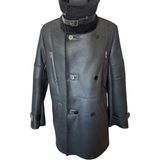Asus Deri - Lassımo- Hakiki Koyun Kürkü Erkek Kaban - Siyah - 5XL