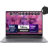 Asus Expertbook P5405CSA-WI7321TBS0D Intel Ultra 7 258V Aı 32GB 256GB SSD Arc 140V Freedos 14" Wqxga 400NIT IPS Taşınabilir Bilgisayar WI7321TBS0D01 + Zetta Çanta