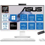 Asus Expertcenter P600 Aio (PM670KA) Amd Ryzen™aı 7 350 Upto 5.0ghz 48GB Ddr5 4tb SSD Amd Radeon™ 860M 27"fhd (1920 x 1080)SRGB: 100% WIN11PRO Allınone Bilgisayar PM670KA350P20+ZETTAUSBBELLEK - Beyaz