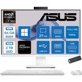 Asus Expertcenter P600 Aio (PM670KA) Amd Ryzen™aı 7 350 Upto 5.0ghz 64GB Ddr5 2tb SSD Amd Radeon™ 860M 27"fhd (1920 x 1080)SRGB: 100% WIN11PRO Allınone Bilgisayar PM670KA350P24+ZETTAUSBBELLEK - Beyaz