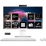 ASUS ExpertCenter P600 Ryzen AI 5 330 24GB RAM 1TB SSD 23.8" Full HD (1920x1080) Win11 Pro PM640KAP315 Beyaz AI-Powered All In One Bilgisayar + Per4 USB Bellek