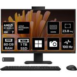 ASUS ExpertCenter P600 Ryzen AI 7 350 80GB RAM 1TB SSD 23.8" Full HD (1920x1080) Win11 Pro PM640KAP345 Siyah AI-Powered All In One Bilgisayar + Per4 USB Bellek