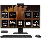 ASUS ExpertCenter P600 Ryzen AI 7 350 8GB RAM 256GB SSD 23.8" Full HD (1920x1080) Win11 Pro PM640KAP301 Siyah AI-Powered All In One Bilgisayar + Per4 USB Bellek