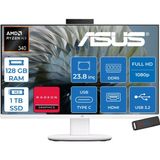 Asus Expertcenter V600 Aio (VM640GA) Amd Ryzen™aı 5 430 Upto 4.5ghz 128GB Ddr5 1tb SSD Amd Radeon™ 840M 24"fhd 300NITS Srgb: 100% Freedos Allınone Bilgisayar VM640GA350F38+ZETTAUSBBELLEK - Beyaz