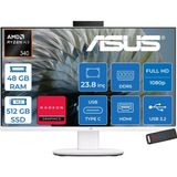 Asus Expertcenter V600 Aio (VM640GA) Amd Ryzen™aı 5 430 Upto 4.5ghz 48GB Ddr5 512GB SSD Amd Radeon™ 840M 24"fhd 300NITS Srgb: 100% Freedos Allınone Bilgisayar VM640GA350F17+ZETTAUSBBELLEK - Beyaz