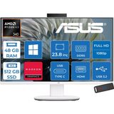 Asus Expertcenter V600 Aio (VM640GA) Amd Ryzen™aı 5 430 Upto 4.5ghz 48GB Ddr5 512GB SSD Amd Radeon™ 840M 24"fhd 300NITS Srgb: 100% WIN11HOME Allınone Bilgisayar VM640GA350H17+ZETTAUSBBELLEK - Beyaz
