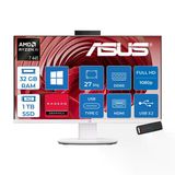 Asus Expertcenter V600 Aio (Vm670ga) Amd Ryzen™Aı 7 445 Upto 4.6Ghz 32Gb Ddr5 1Tb Ssd Amd Radeon™ 840M 27"Fhd 300Nıts Srgb: 100% Wın11home Allınone Bilgisayar Vm670ga350h13+Zettausbbellek