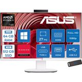 Asus Expertcenter V600 Aio (VM670GA) Amd Ryzen™aı 7 445 Upto 4.6ghz 64GB Ddr5 512GB SSD Amd Radeon™ 840M 27"fhd 300NITS Srgb: 100% WIN11HOME Allınone Bilgisayar VM670GA350H22+ZETTAUSBBELLEK - Beyaz