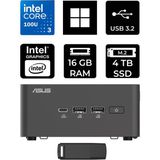 Asus Nuc 15 Pro Tall Intel Core 3-100U 16GB Ram 4tb SSD WIN11 Home RNUC15CRHI300002P360 Mini Masaüstü Bilgisayar + Per4 USB Bellek - Windows 11 Home
