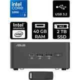 Asus Nuc 15 Pro Tall Intel Core 3-100U 40GB Ram 2tb SSD Freedos RNUC15CRHI300002P324 Mini Masaüstü Bilgisayar + Per4 USB Bellek - Yok (Free Dos)