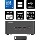 Asus Nuc 15 Pro Tall Intel Core 3-100U 64GB Ram 512GB SSD WIN11 Pro RNUC15CRHI300002P432 Mini Masaüstü Bilgisayar + Per4 USB Bellek - Windows 11 Pro
