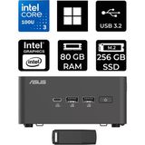 Asus Nuc 15 Pro Tall Intel Core 3-100U 80GB Ram 256GB SSD WIN11 Pro RNUC15CRHI300002P436 Mini Masaüstü Bilgisayar + Per4 USB Bellek - Windows 11 Pro