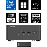 Asus Nuc 15 Pro Tall Intel Core 3-100U 8gb Ram 512GB SSD WIN11 Pro RNUC15CRHI300002P402 Mini Masaüstü Bilgisayar + Per4 USB Bellek - Windows 11 Pro