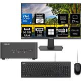 Asus Nuc 15 Pro Tall Intel Core 3-100U 96GB Ram 1tb SSD 27" Full Hd Monitör WIN11 Home RNUC15CRHI300002P793 Mini Masaüstü Bilgisayar + Per4 USB Bellek - Windows 11 Home