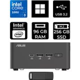Asus Nuc 15 Pro Tall Intel Core 3-100U 96Gb Ram 256Gb Ssd Win11 Pro Rnuc15Crhı300002P441 Mini Masaüstü Bilgisayar + Per4 Usb Bellek