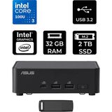 Asus NUC14 Pro Slim Kit Intel Core 3-100U 32GB Ram 2tb SSD Freedos RNUC14RVKI300002IP319 Mini Masaüstü Bilgisayar + Per4 USB Bellek - Yok (Free Dos)