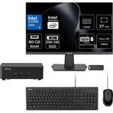 Asus NUC14 Pro Slim Kit Intel Core 3-100U 80GB Ram 256GB SSD 27" Full Hd Monitör Freedos RNUC14RVKI300002IP736 Mini Masaüstü Bilgisayar + Per4 USB Bellek - Yok (Free Dos)