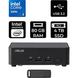 Asus NUC14 Pro Slim Kit Intel Core 3-100U 80GB Ram 4tb SSD Freedos RNUC14RVKI300002IP340 Mini Masaüstü Bilgisayar + Per4 USB Bellek - Yok (Free Dos)