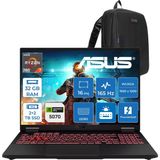 Asus Tuf Gaming A16 FA608UP Amd Ryzen™ 7 260 Aı 32GB Ddr5 2tb Ssd+2tb SSD 8GB/RTX5070 115W 16-Inch Fhd+ 1920 x 1200, 165Hz 3ms IPS-SRGB:100% Freedos Gaming Laptop WRV199F14+ZETTAÇANTA - 2 TB + 2 TB - 32 GB