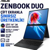 Asus Zenbook Duo Çift 14 Inç 3k OLED Dokunmatik Laptop, Core Ultra 7 255H, 32GB Ram, 1tb Ssd, Windows 11, Arc Grafik, Ince ve Güçlü Taşınabilir Bilgisayar, Hafif Tasarımlı Taşınabilir Bilgisayar - 1 TB - 32 GB