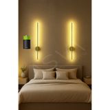asva aydınlatma 70 cm Eskitme Gold 2’li Pilli LED Aplik – Kablosuz, Günışığı, Dekoratif Duvar Lambası Pil Dahildir