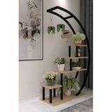 Asvera 28-018 Büyük C Tipi Dekoratif Metal Ahşap Çiçeklik - 180 Cm Dev Saksı Standı Rafı