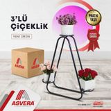 ASVERA 3'lü Metal Portatif Çiçeklikleri - Çiçek Standı
