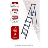 Asvera 5+1 (6 Basamaklı) Ev Tipi Katlanabilir Profil Merdiven - Sağlam Çelik Boya Merdiveni