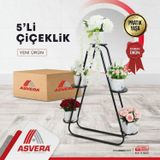 ASVERA 5'li Metal Portatif Çiçeklikleri - Çiçek Standı