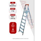 Asvera 6+1 (7 Basamaklı) Ev Tipi Katlanabilir Profil Merdiven - Sağlam Çelik Depo Merdiveni