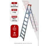 Asvera 7+1 (8 Basamaklı) Katlanabilir Profil Merdiven - Sağlam Çelik Çatı Ve Depo Merdiveni