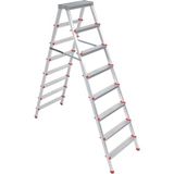ASVERA - 8+8 Alüminyum Çift Çıkışlı Merdiven - 8 Basamaklı Ev, Bahçe ve İş Yeri Kullanımına Uygun