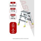 Asvera Alüminyum 3+3 Çift Çikişli Merdiven Gri