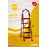 Asvera Patika 5 Basamaklı Kırmızı Ev Tipi Merdiven - Dekoratif Kaymaz Basamaklı Sağlam Merdiven