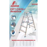 Asvera Safir Serisi 2+2 Basamaklı Katlanır Çift Çıkışlı Alüminyum Ev Tipi Merdiven