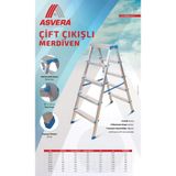 Asvera Safir Serisi 2+2 Basamaklı Katlanır Çift Çıkışlı Alüminyum Ev Tipi Merdiven