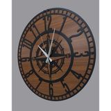 aswood Modern Roma Rakamları Büyük Duvar Saatleri, Yuvarlak Metal, Sessiz, Oturma Odası, Mutfak, Yatak Odası, Bahçe, Vintage Dekor, Siyah (pusula ceviz, 50cm)