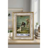 Asya Çerçeve Dekoratif Antik Desenli 10x15 Ayaklı Camlı Krem-Altın Plastik Fotoğraf Çerçevesi
