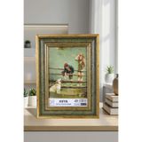 Asya Çerçeve Dekoratif Antik Desenli 10x15 Ayaklı Camlı Yeşil-Altın Plastik Fotoğraf Çerçevesi