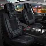 Asya ford Focus 2 Uyumlu Yarı Deri Oto Koltuk Kılıfı Ön/arka Tam Set (Aqua Seri) Siyah-Beyaz - Siyah - Beyaz