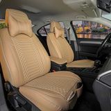 Asya Geely Emgrand Uyumlu Deri Oto Koltuk Kılıfı Ön/Arka 5li Set Live Seri Bej