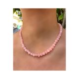 Asya Gems 6 Mm Küre Kesim Pembe Kuvars Doğal Taş Kolye