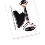 Asya Gems Obsidyen Doğal Taş 2'li Özel Kutulu Set Face Roller + Gua Sha Masaj Taşı