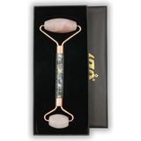 Asya Gems Pembe Kuvars Başlıklı Karma Kırık Taş Gövdeli Doğaltaş Face Roller Yüz Masaj Aleti