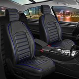 Asya opel Astra J Hb Uyumlu Lüks Deri Oto Koltuk Kılıfı Ön/arka Set Aysa Seri Siyah-Mavi - Siyah - Mavi