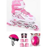 Asya Oyuncak Çift Sıra Ayarlanabilir Alıştırma Pateni + Kask + Dizlik Seti (Pembe 38-41) - 38 - 41