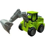 Asya Oyuncak Sürtmeli Iş Makinesi 7756S-11-YEŞIL Ekskavatör - 12 cm